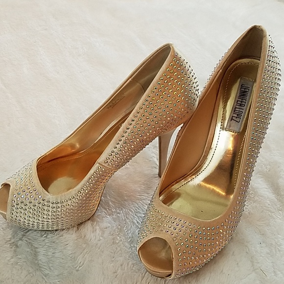 JENNIFER LOPEZ Blingy Women/'s Pumps Blush Platform Peep Toe Stiletto Dress Shoes